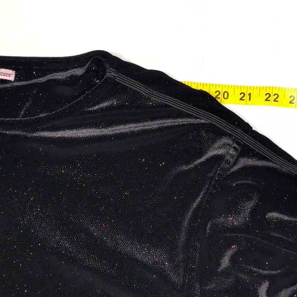 Juicy Couture M Glitter Velour Zip Jacket Y2K Bling Glam Black Y2K Glam Lounge - Picture 9 of 13